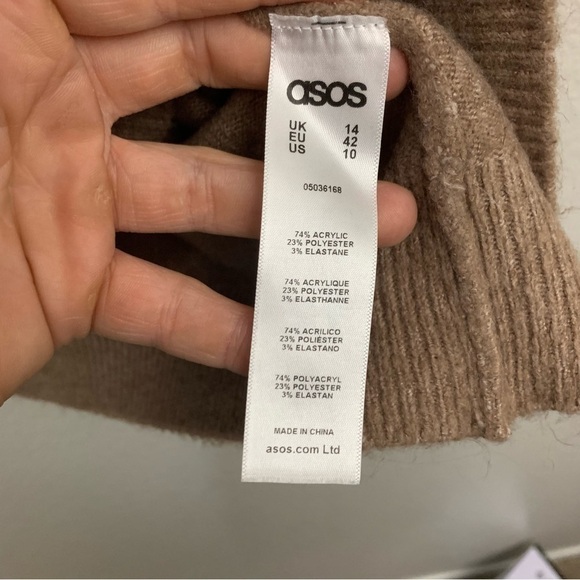 ASOS Women’s Off the Shoulder Sweater Dress with Zip Sleeves Size 10 - Picture 5 of 5